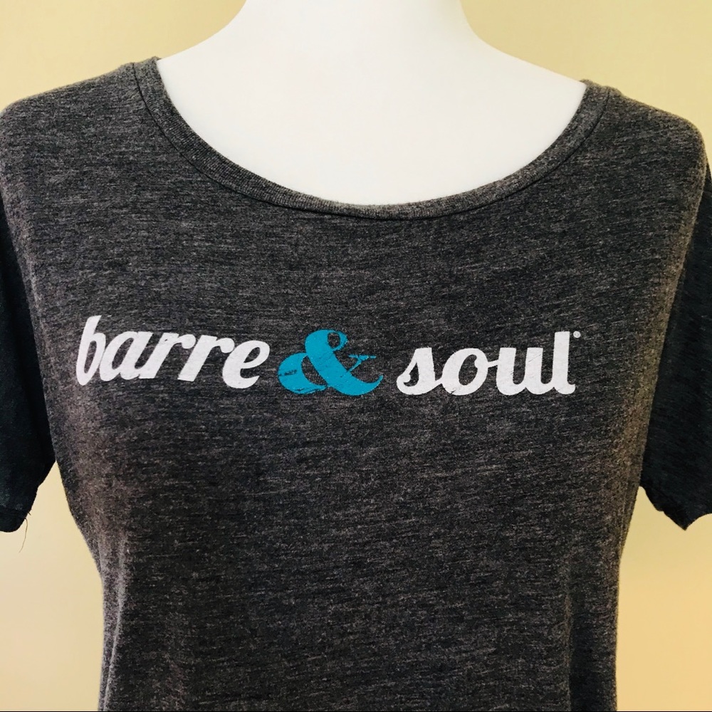 Barre & Soul Scoop Neck Open Back T-shirt
